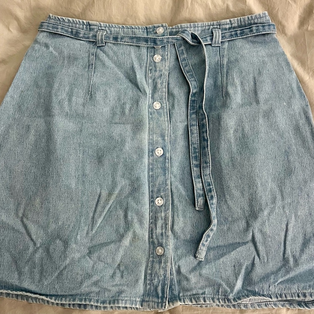 ASOS Light Denim Button-Down Mini Skirt